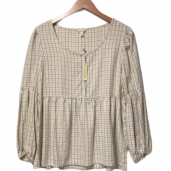 Max Studio Tops - Max Studio Yellow Pleaded Long Sleeve Top